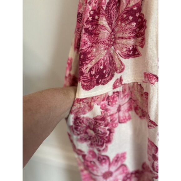 Old Navy Women Waist-Defined Floral Linen Smocked Midi Cami Dress Size 3X Spring - Picture 5 of 11